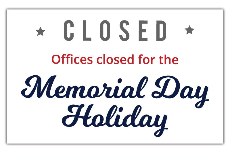 Notice Office Closure Memorial Day Pala Environmental Department