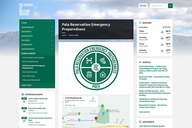 Pala Band California Pala Reservation Emergency Preparedness PREP Public Safety Pala Hazard Project