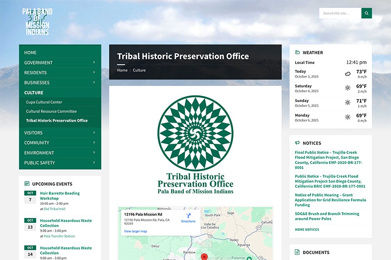 Pala Band of Mission Indians Pala Tribal Historic Preservation Office THPO